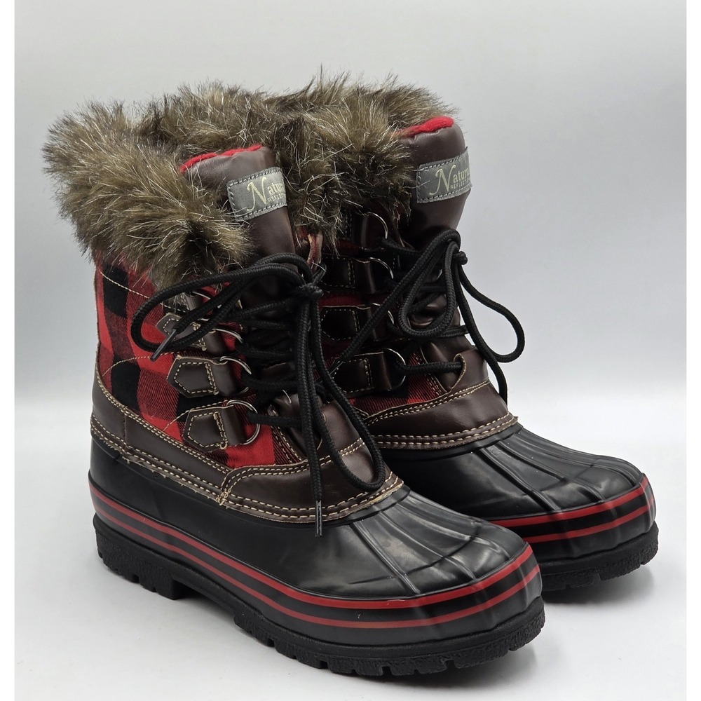 Natural Reflections Red Plaid Insulated Duck Boots Women's Size 6M Lumber Jill